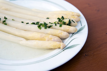 plate with asparagus