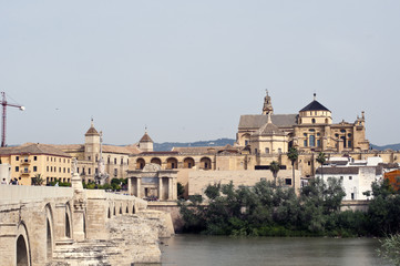 Fototapeta na wymiar Roman bridge in the Historic centre of Cordoba, Andalusia, Spain