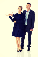 Businesspeople welcoming to the corporation