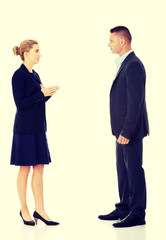 Professional conversation between businesspeople