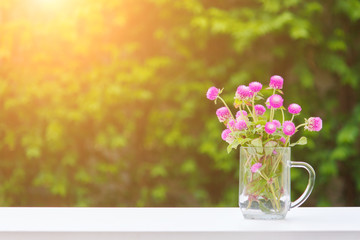 flowers on the table with the morning light.