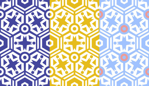 Retro geometric hexagon seamless pattern