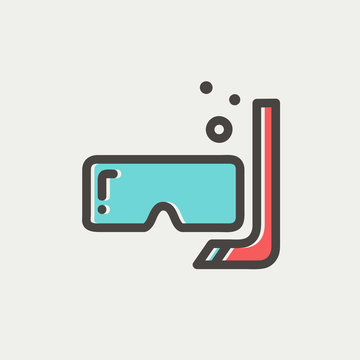 Mask and snorkel thin line icon