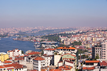 Fototapeta na wymiar The Golden Horn, Istanbul and Ataturk Bridge