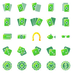 Poker or casino icons set