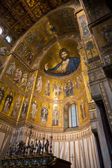 Fototapeta na wymiar Christ fresco inside Monreale cathedral near Palermo, Sicily