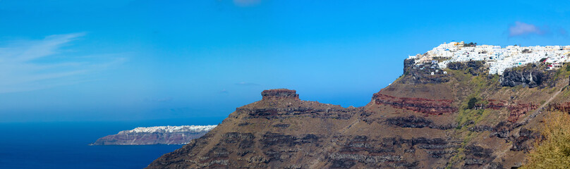 Panoramic view of the island Santorini, Greece.