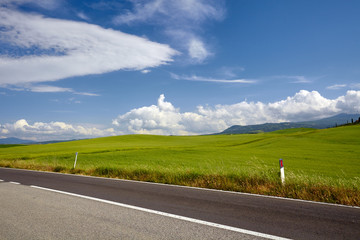 asphalt road in Tuscany Italy