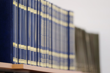 The image of books on the shelf in a library.
