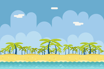 Fototapeta na wymiar Seamless Sunny Beach Ocean Sea Nature Concept Flat Design