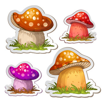 Colored cartoon mushroom
