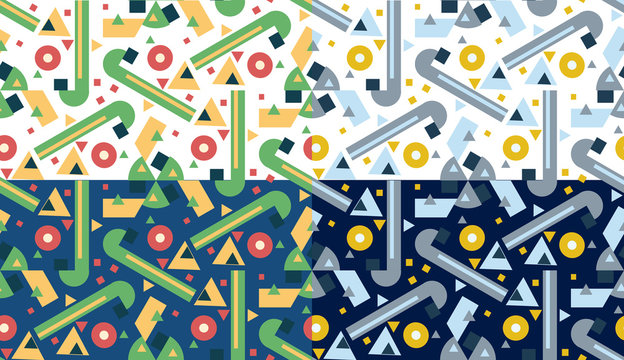 Retro different vector seamless patterns tiling. 