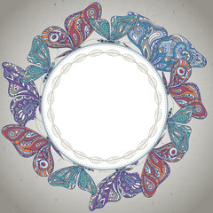 Vector frame with ornamental butterflies.