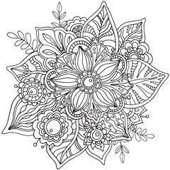 Beautiful graphic vector flower in doodle style.