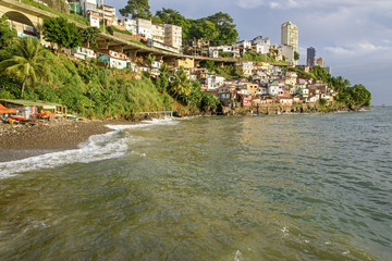 Slum side the sea in Salvador city in Bahia