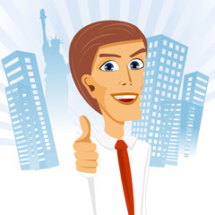 businessman standing with his thumbs up