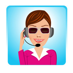 customer support operator with glasses