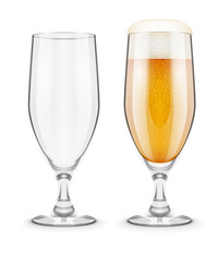 Beer with foam in glass glass goblet for pub drinking. Eps10