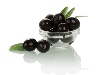 Olives in glass bowl