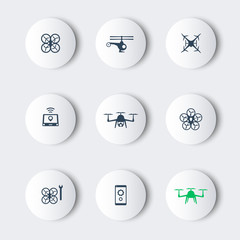 Fototapeta premium Drones, Tricopter, Multicopter, Quadrocopter round modern icons