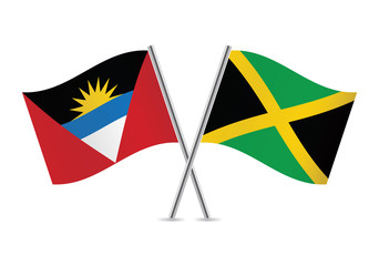 Jamaican and Antigua and Barbuda flags. Vector illustration.