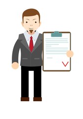 Manager holding the document approved, vector illustration