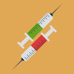 Two syringes in opposite directions