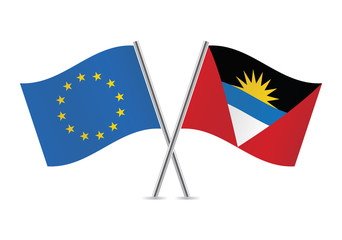 European Union and Antigua and Barbuda flags. Vector .