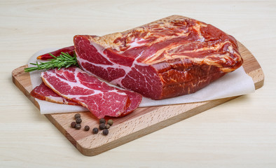 Smoked pork meat with dill