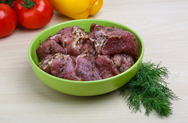 Raw marinated meat for bbq