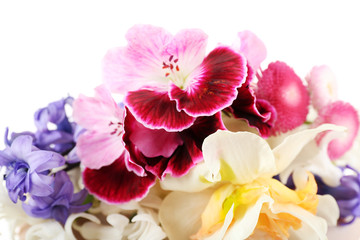 Beautiful bouquet of bright flowers close up