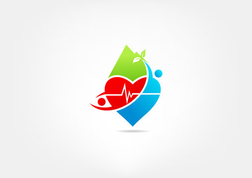 natural healthy heart vector symbol design