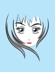 Head woman, art vector manga design