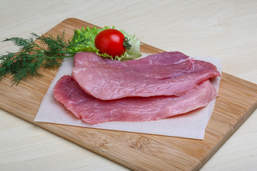Raw pork schnitzel