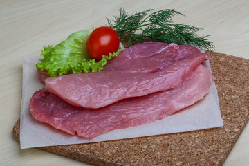 Raw pork schnitzel
