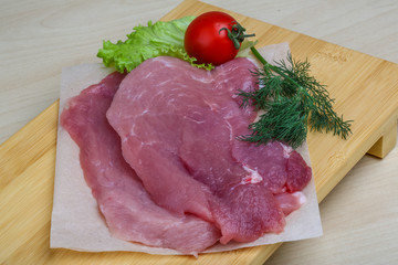 Raw pork schnitzel