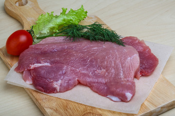 Raw pork schnitzel