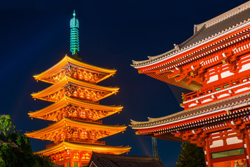 浅草　浅草寺　夜景