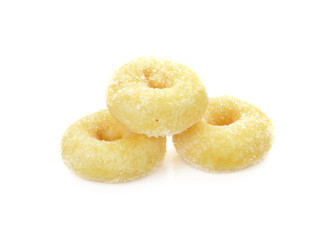 donut isolated on white background, food macro