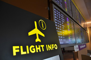 Flight information board in Changi airport Singapore