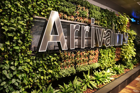 Directional Sign In The Singapore Changi Airport.