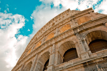 The Colosseum with vintage filtered in Rome, Italy