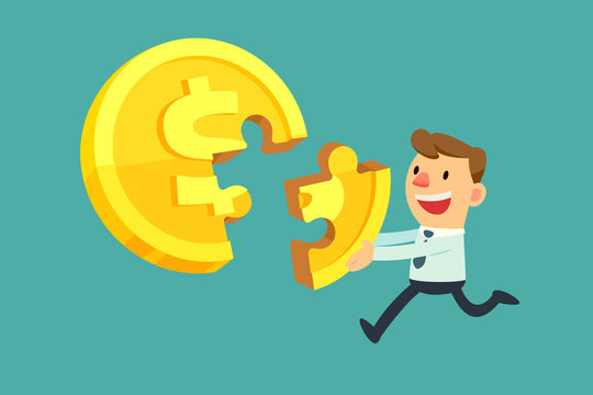 businessman solve golden coin puzzle