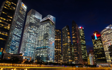 Fototapeta na wymiar Singapore night city scape,Marina bay.