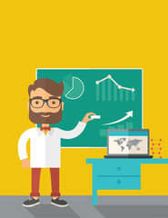 Professor holding a chalk.