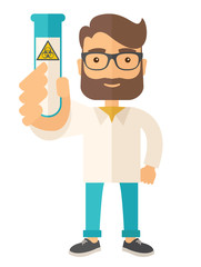 Scientists experimenting with glass tube