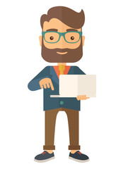 Man holding a laptop.