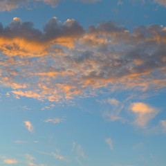 beautiful sunrise and cumulus clouds