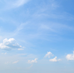 plumose clouds in the blue sky