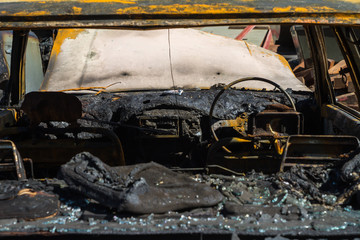 Car interior after fire